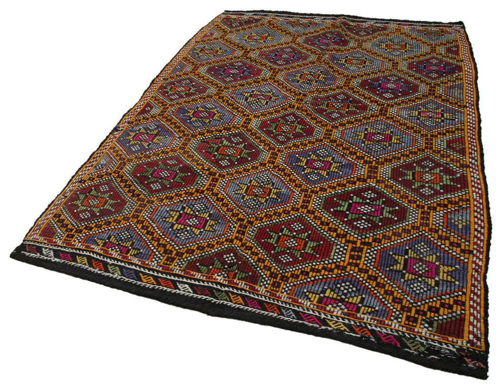 Rug N Carpet - Handwoven Anatolian 5' 7'' x 8' 11'' Tribal Wool Kilim Rug