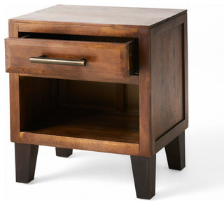 GDF Studio Glendora Brown Mahogany Solid Wood Single Drawer End Table Nightstand