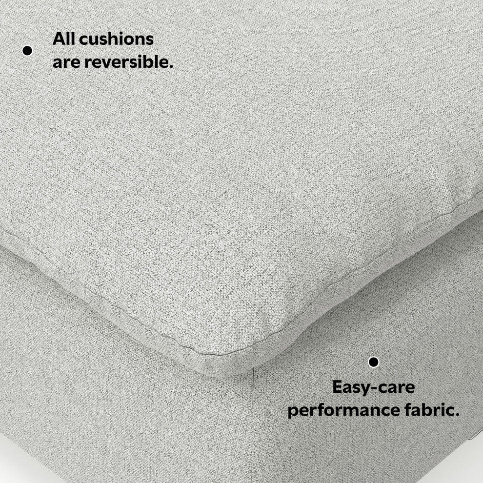Jasmine Center Armless Sofa Module in Performance Fabric, Cloud Gray