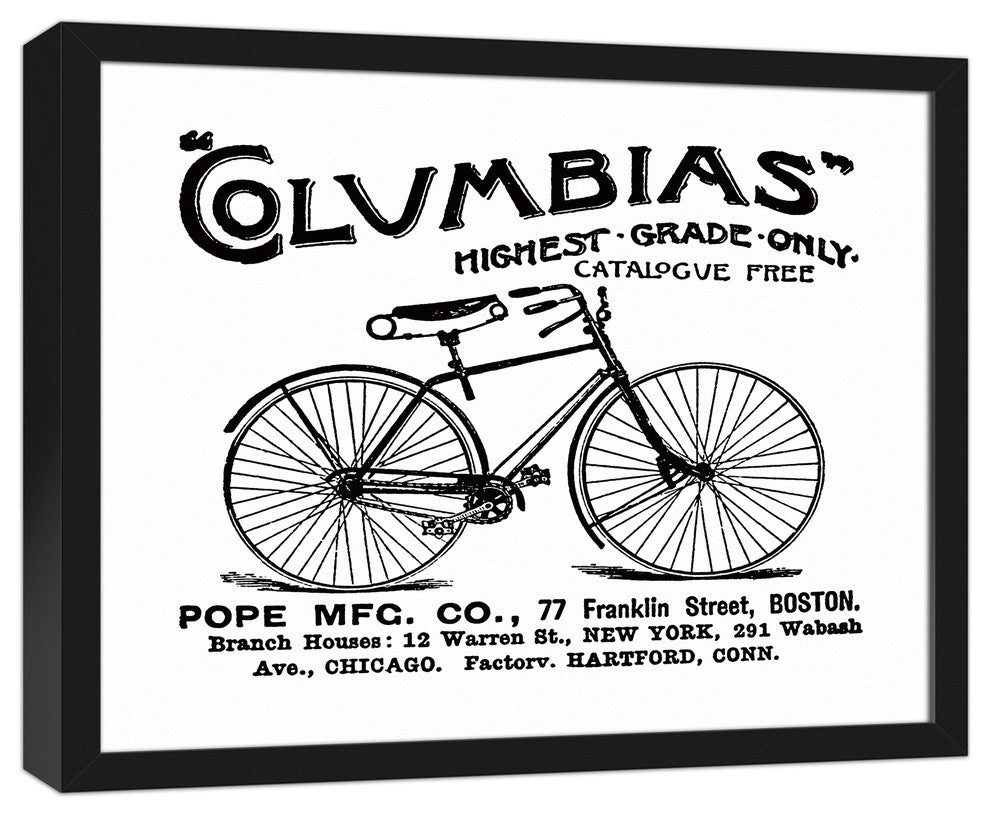Vintage Bike Ad 16"x20" Black Framed Print on Canvas