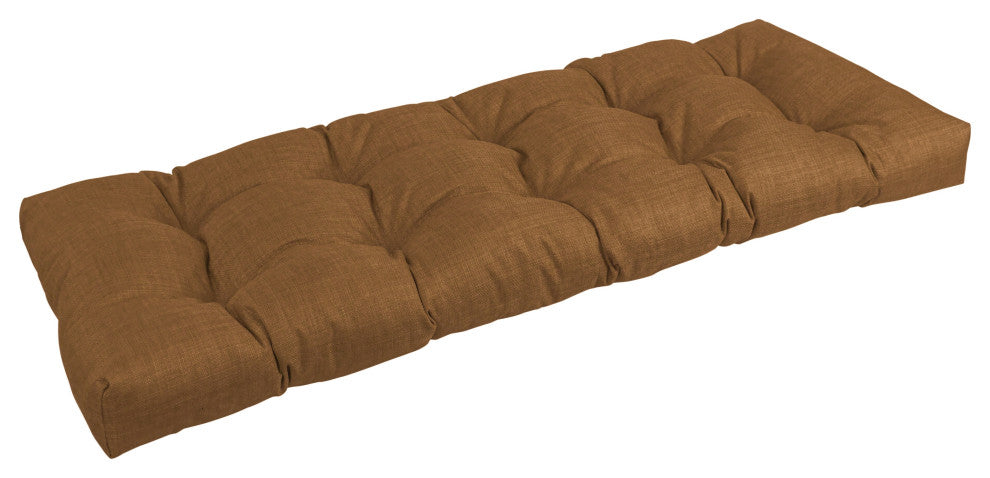 51"X19" Tufted Solid Outdoor Spun Polyester Loveseat Cushion, Mocha