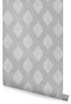 Line Leaves Peel and Stick Vinyl Wallpaper, Off White Cool Gray, 24"w X 108"h