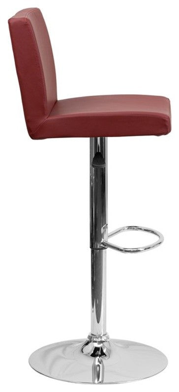 Estella Lori Mid-Back Burgundy Vinyl Swivel Adjustable Barstool