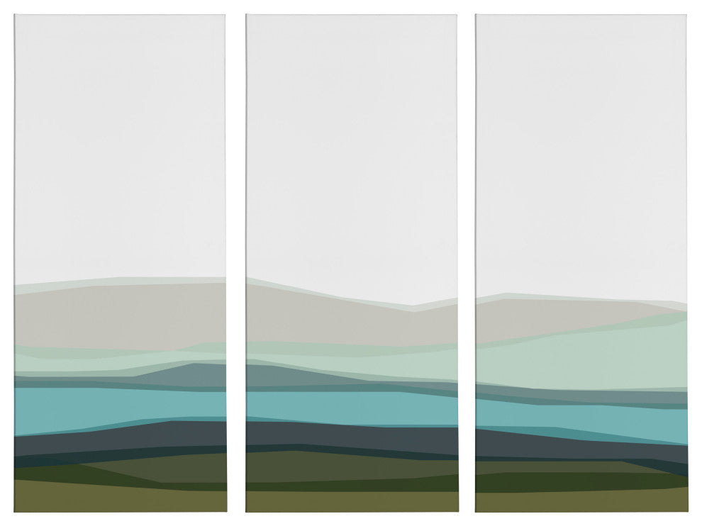 Blue Lake Canvas Art Set by The Creative Bunch Studio, Assorted 3 Piece 12x28
