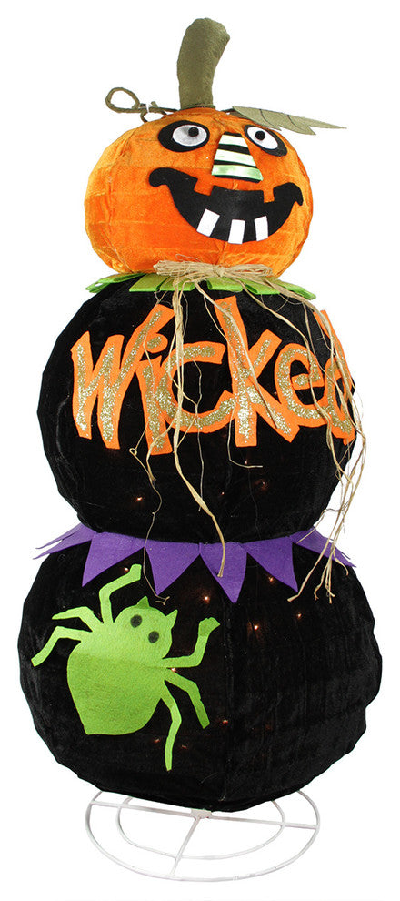 Standing Spooky "WICKED" Black Jack-o-Lantern Pumpkin Halloween Decoration, 38"