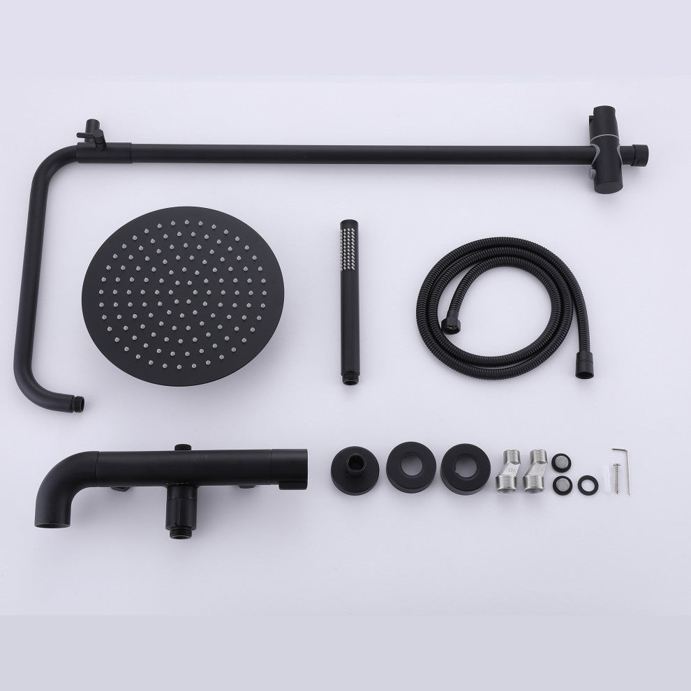 Exposed Shower System with Handheld Shower & Bathtub Spout, Matte Black