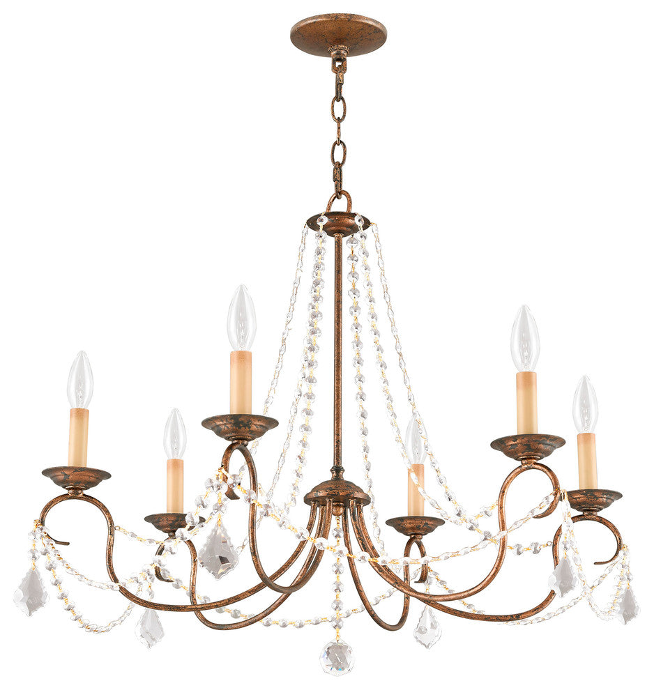 Pennington Chandelier, Hand-Applied Venetian Golden Bronze