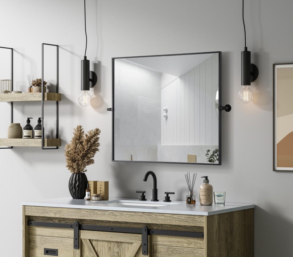 Home Living 30x36 Pivot Mirror, Black