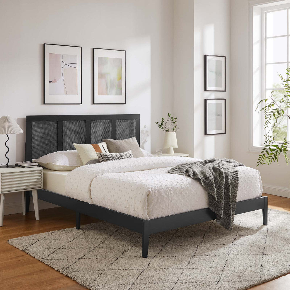 Sirocco Rattan and Wood King Platform Bed, Black