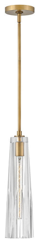 Fredrick Ramond Cosette Extra Small Pendant, Heritage Brass With Clear Glass