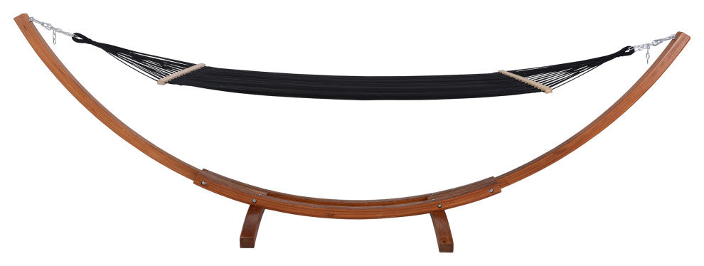 Outdoor Cedar Wood Hammock, Textilene Fabric, Black