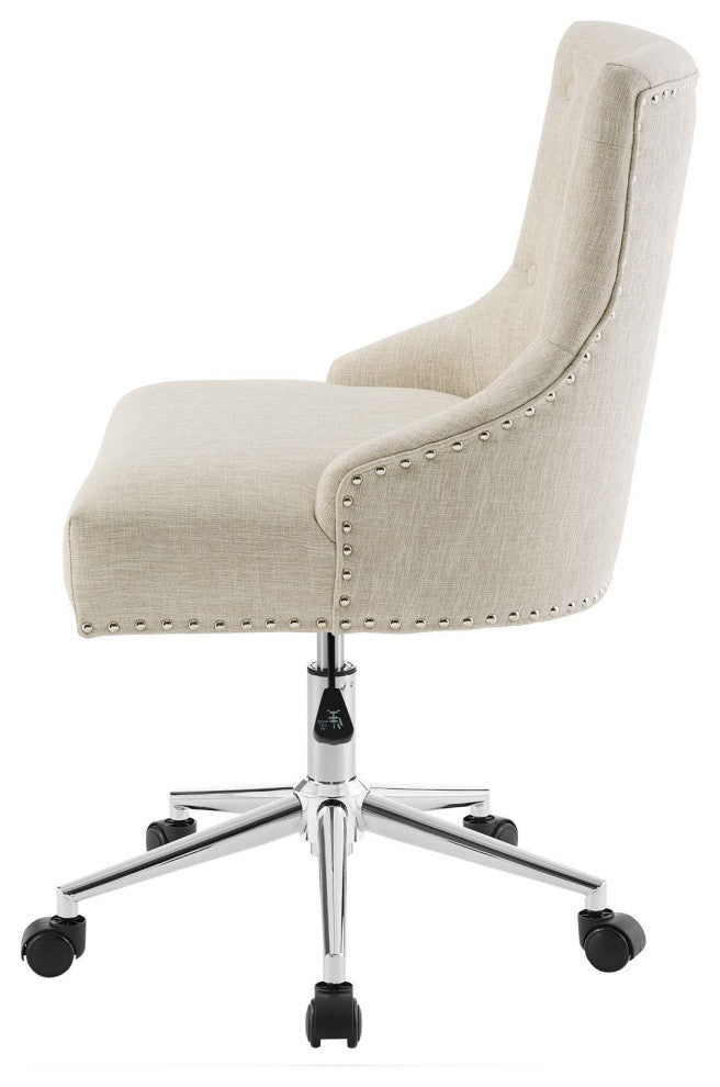 Modern Designer Home Business Office Work Desk Chair, Fabric Aluminum, Beige