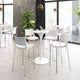 Bar Stool Chair Barstool, Set of 2, Faux Vinyl Leather, Steel, White, Silver