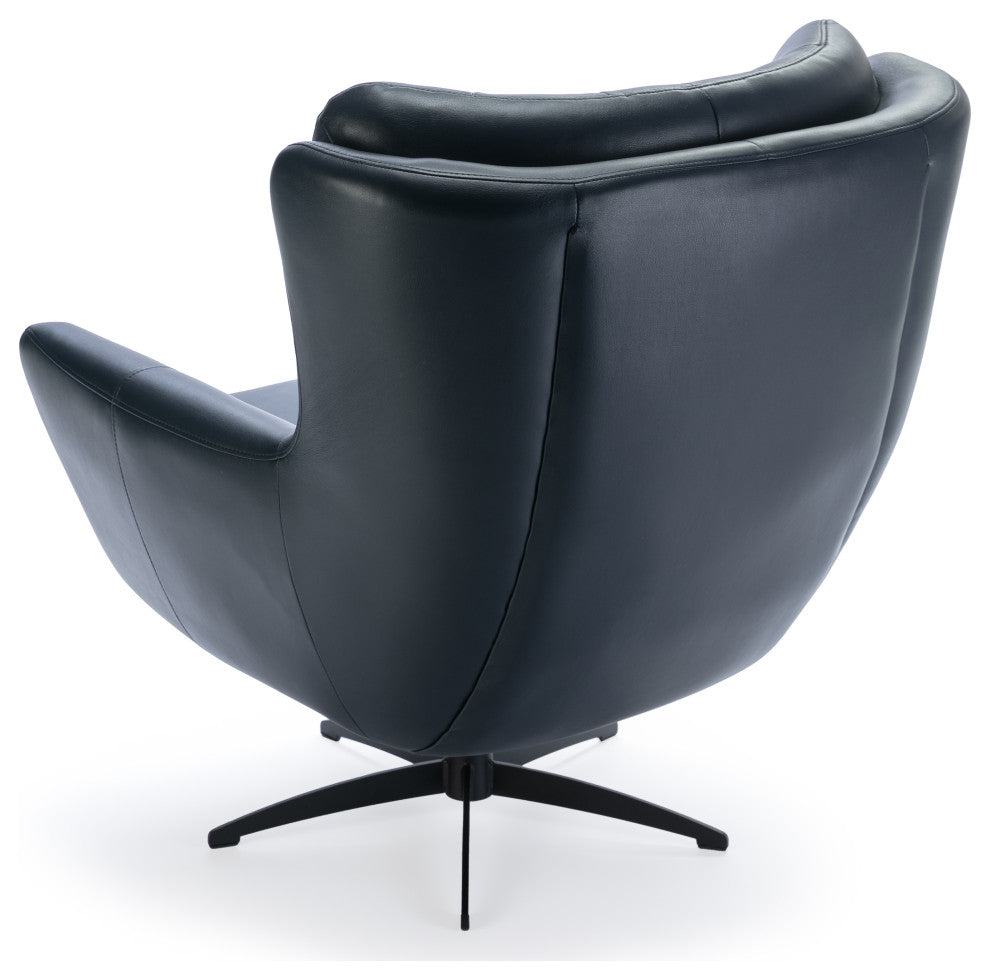 Clayton Midnight Blue Tufted Faux Leather Swivel Chair