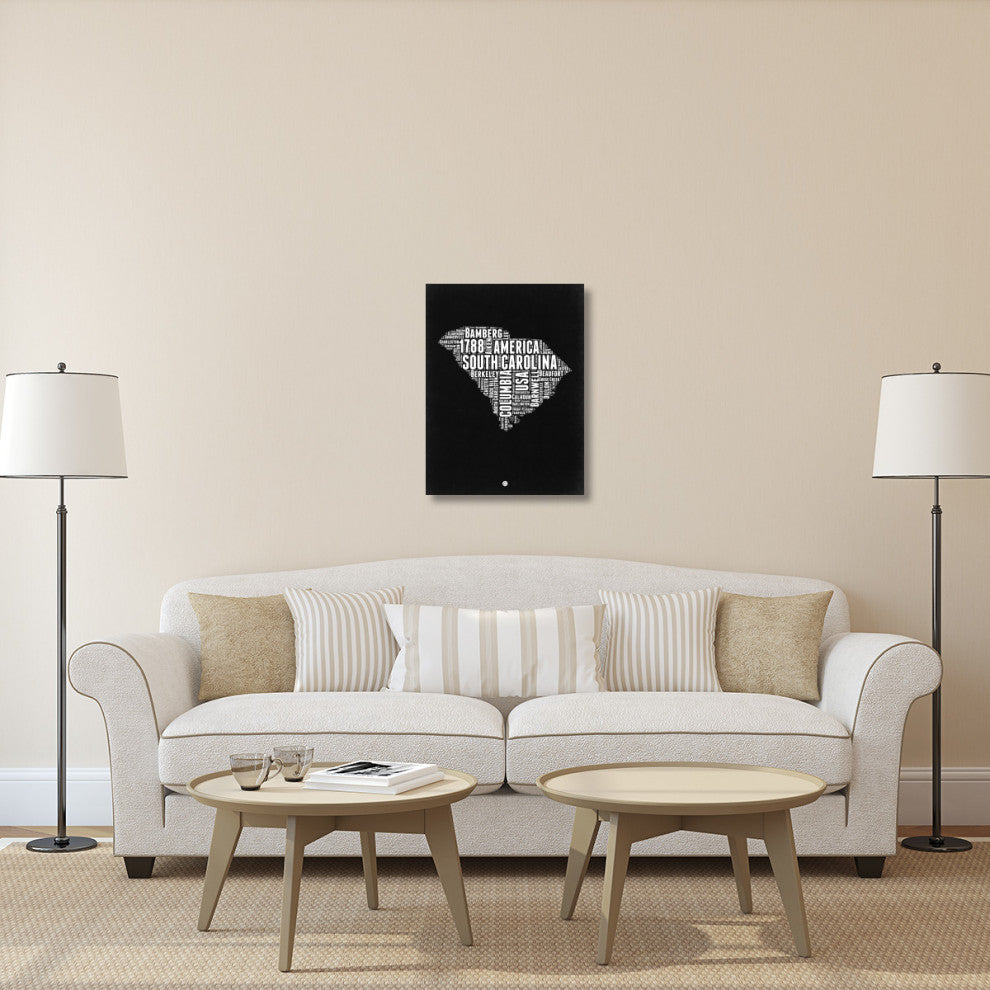 "South Carolina Black and White Map" Fine Art Print