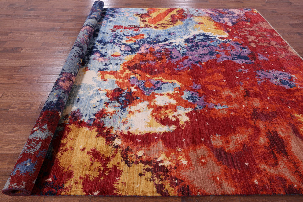 9' 5" X 13' 5" Modern Abstract Hand Knotted Wool Rug - Q12637