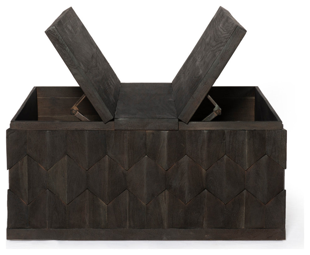 Onyx Storage Cocktail Table in Dark Gray on Mango Solid Wood