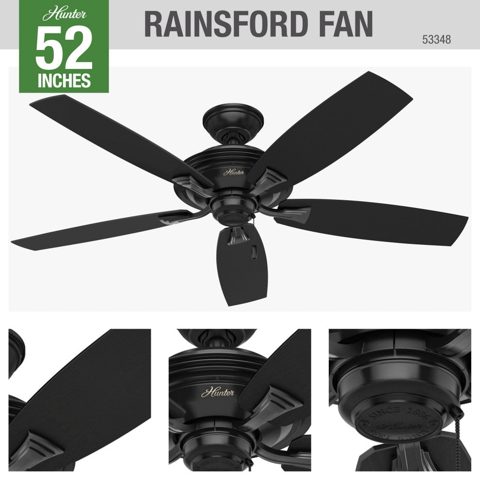 Hunter Fan Company 52" Rainsford Matte Black Ceiling Fan