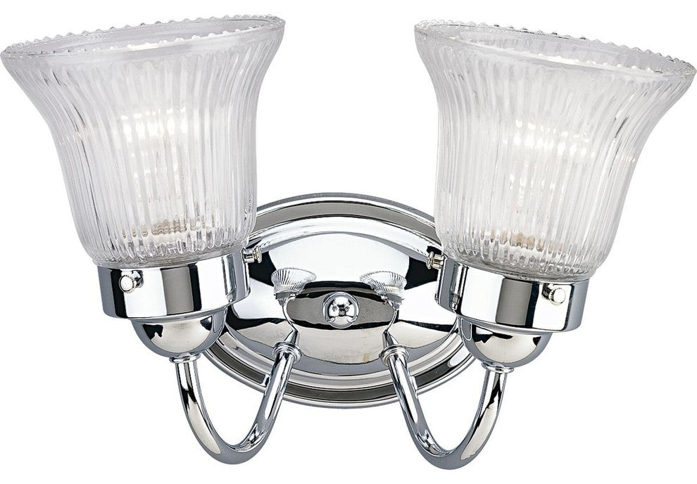 Fluted Glass 2-Light Bath Light, Chrome