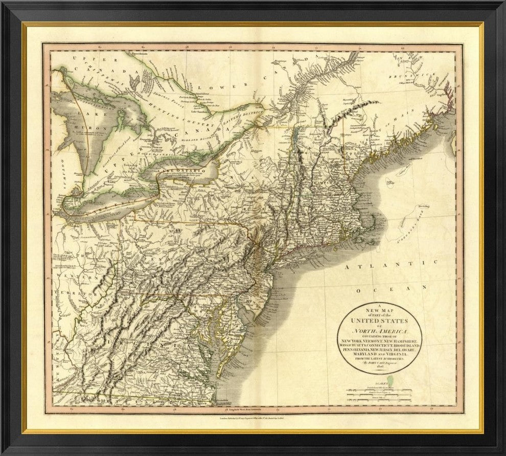 "New York, Vermont, New Hampshire, 1806"  by John Cary, 40x36"
