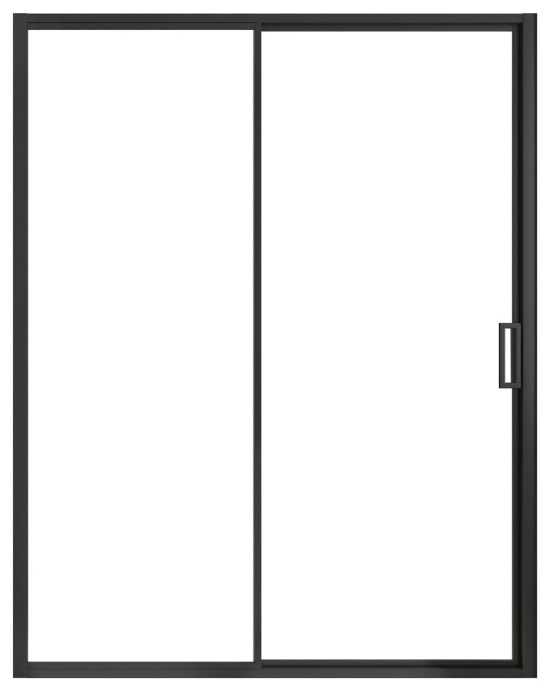 Stanford Sliding Fluted Alcove Shower Door, Black, Clear Glass, 60"