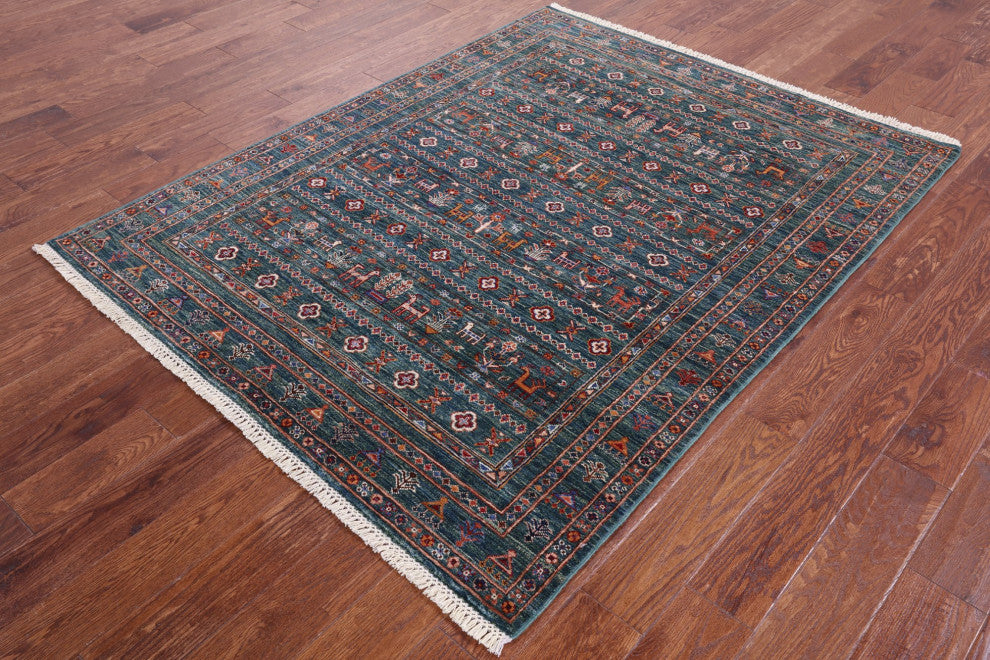 5' 0" X 6' 5" Tribal Persian Gabbeh Handmade Rug Q11303