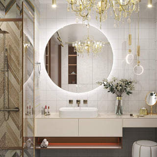 Round LED Vanity Mirror With Backlit, Anti-Fog & Dimmable LED, 36x36