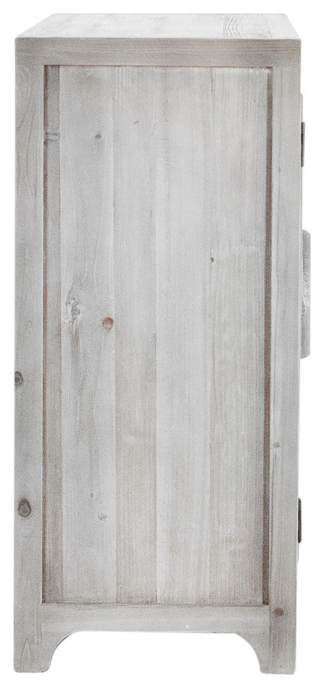 Waylon 40" Reclaimed Pine Hand-Carved 2-Door Sideboard, Light Gray