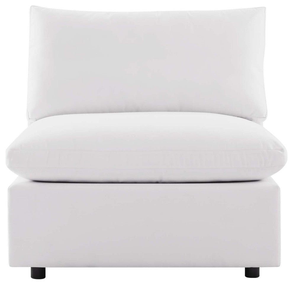Commix Overstuffed Outdoor Patio Armless Chair White -4902