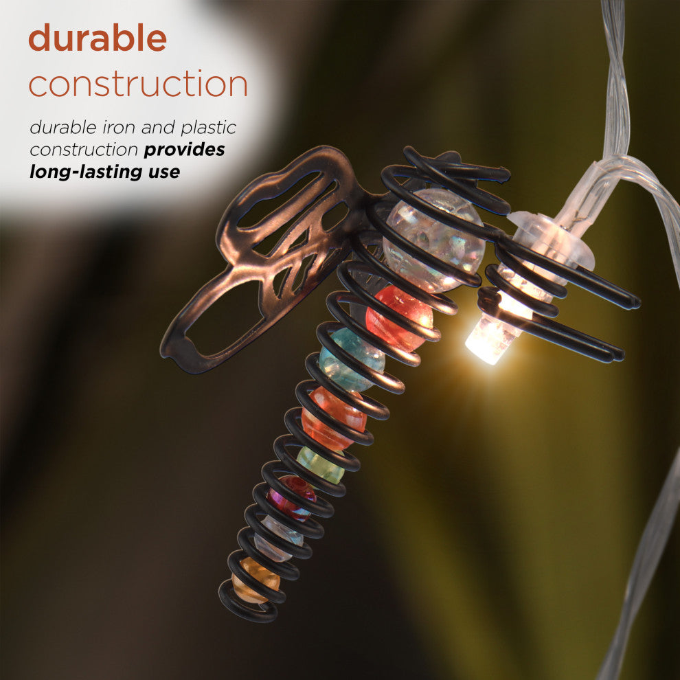 93"L Indoor 10-Bulb Decorative Metal Dragonfly LED String Lights