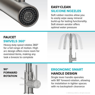 Oletto Pull-Down 1-Hole Kitchen Faucet, Spot Free Stainless Steel