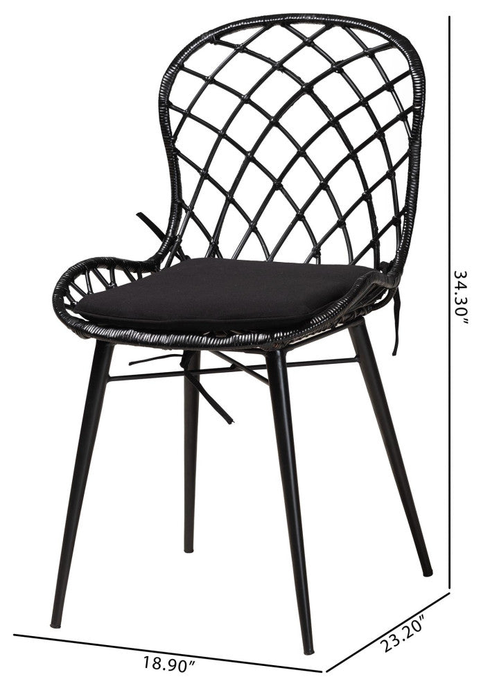 Ren Rattan Dining Chairs, Set of 2, Black