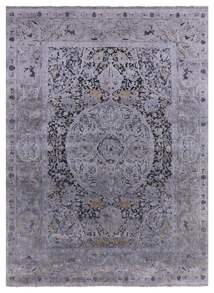 Persian Hand-Knotted Wool and Silk Rug 9' 0" X 12' 4" Q9091