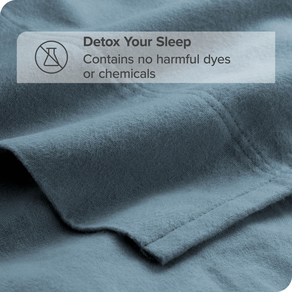 Bare Home Cotton Flannel Sheet Set, Coronet Blue, Twin Xl