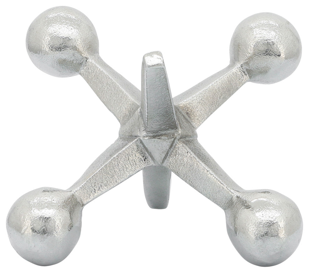 Silver Metal Jacks Decor, 5"