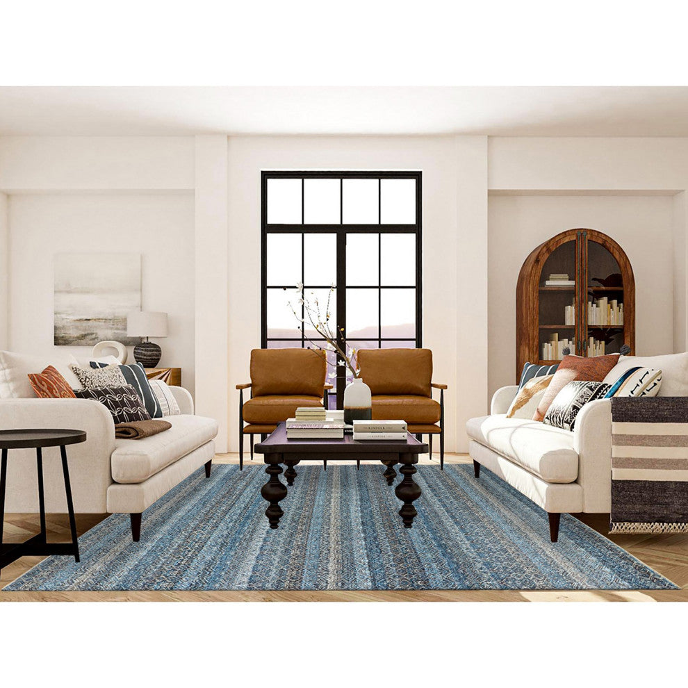 Yale Blue, Kohinoor Herat Design, 100% Wool Hand Knotted Rug, 7'8"x10'