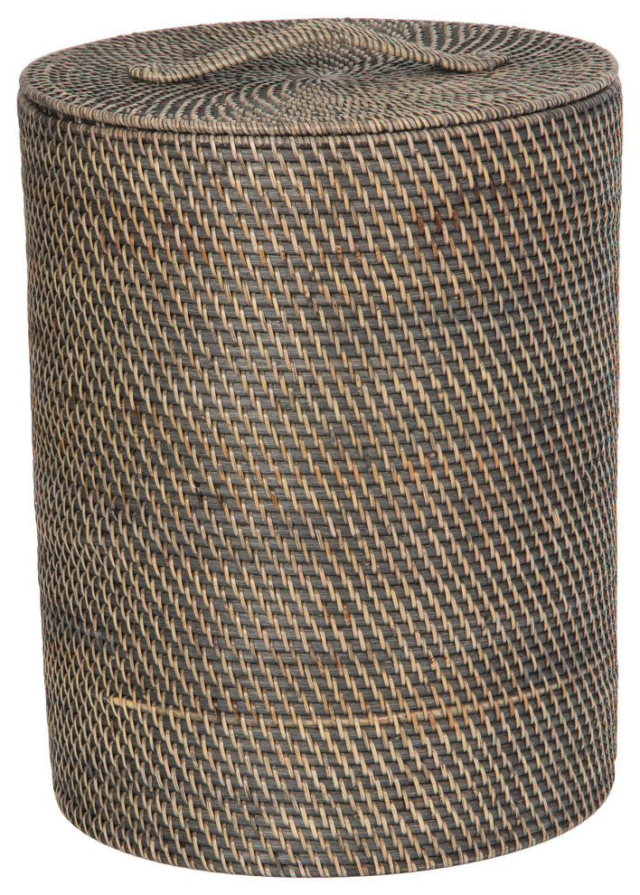 Loma Rattan Hamper with Liner, Apartment Size, Black-Wash
