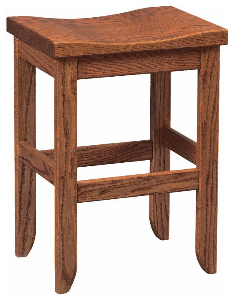 Amish Made Oak S-Top Stool, Michael's Cherry Stain, Dining Height