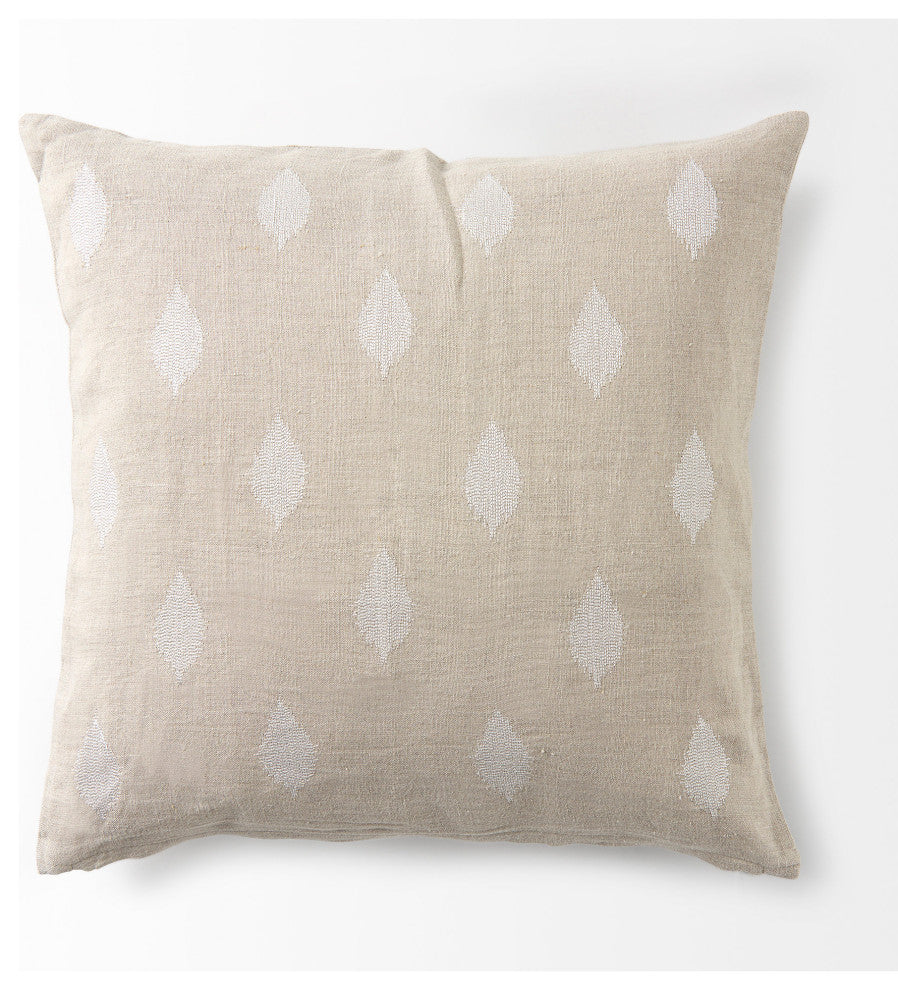 Enya Beige & Cream Fabric Patterned Decorative Pillow Cover