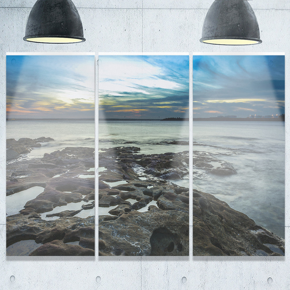 "Beautiful Dark Seashore Australia" Metal Wall Art, 3 Panels, 36"x28"