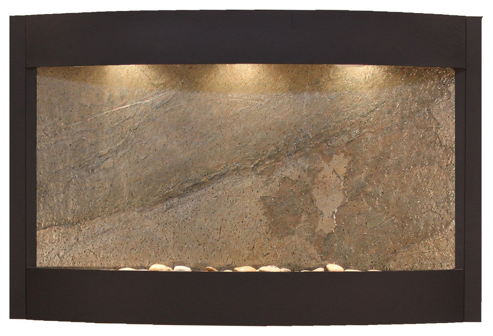Calming Waters Wall Water Fountain, Green Featherstone, Textured Black