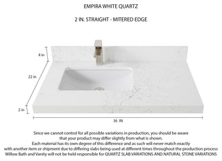 Malibu 36 Left Offset Bath Vanity in Navy Blue 2" Empira Quartz