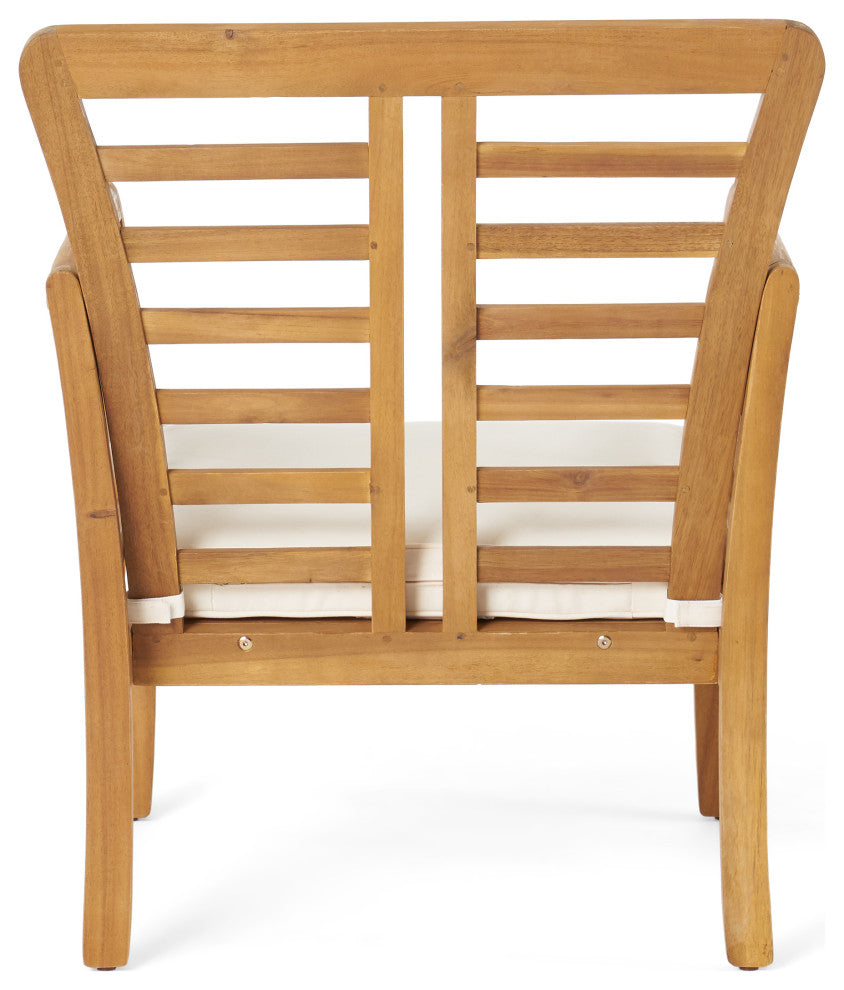 GDF Studio 4-Piece Louis Outdoor Solid Wood Chat With Cushions Set