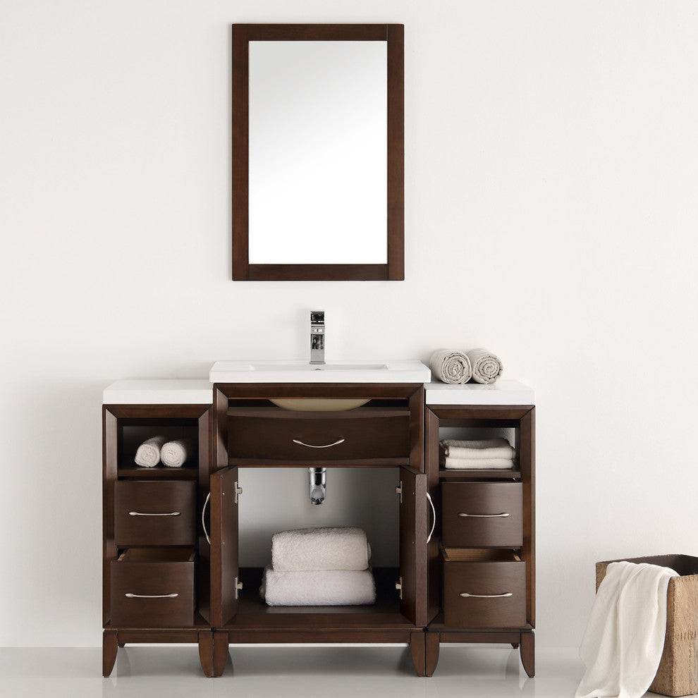 Cambridge 48" Antique Coffee Traditional Bathroom Vanity With Mirror, FFT1030CH