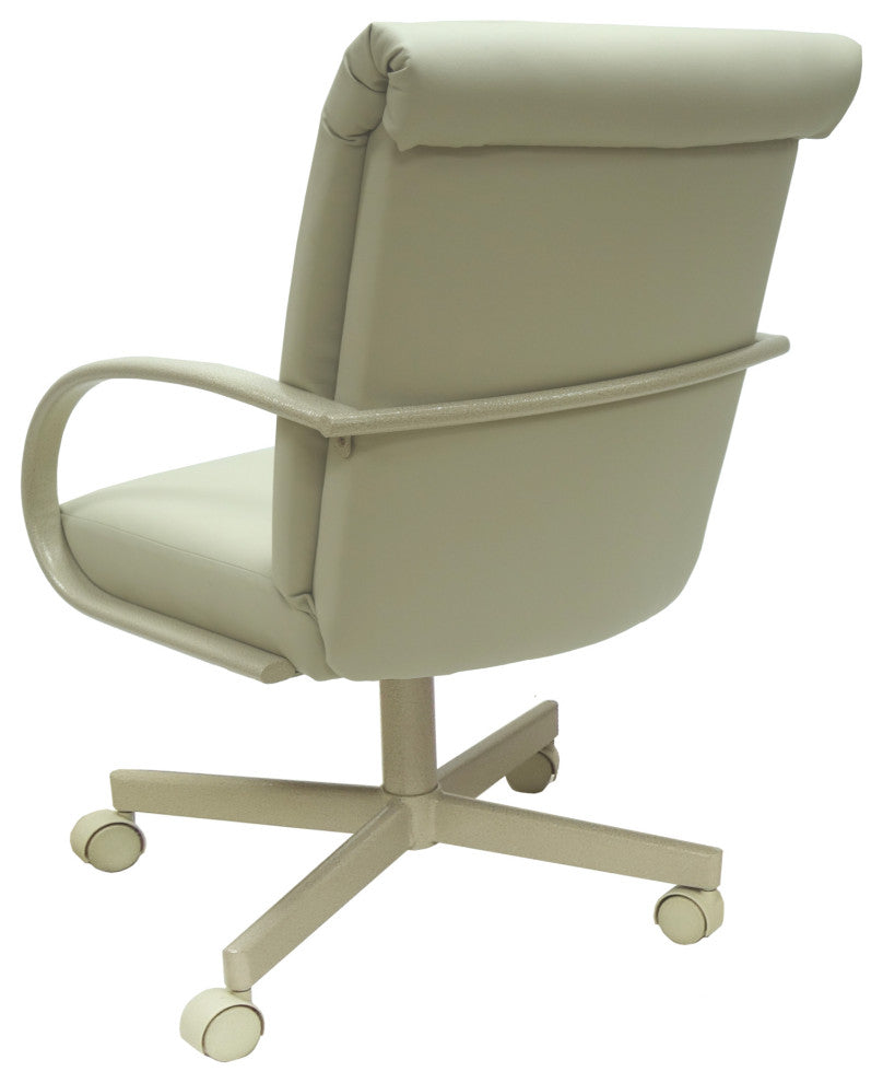 Swivel Caster Dining Chair M-60 on Wheels, Ocean Beige-Vinyl Beige