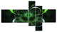Green Fractal Flower in Dark, Green, Floral Art Canvas Print, 60"x32", 5 panels