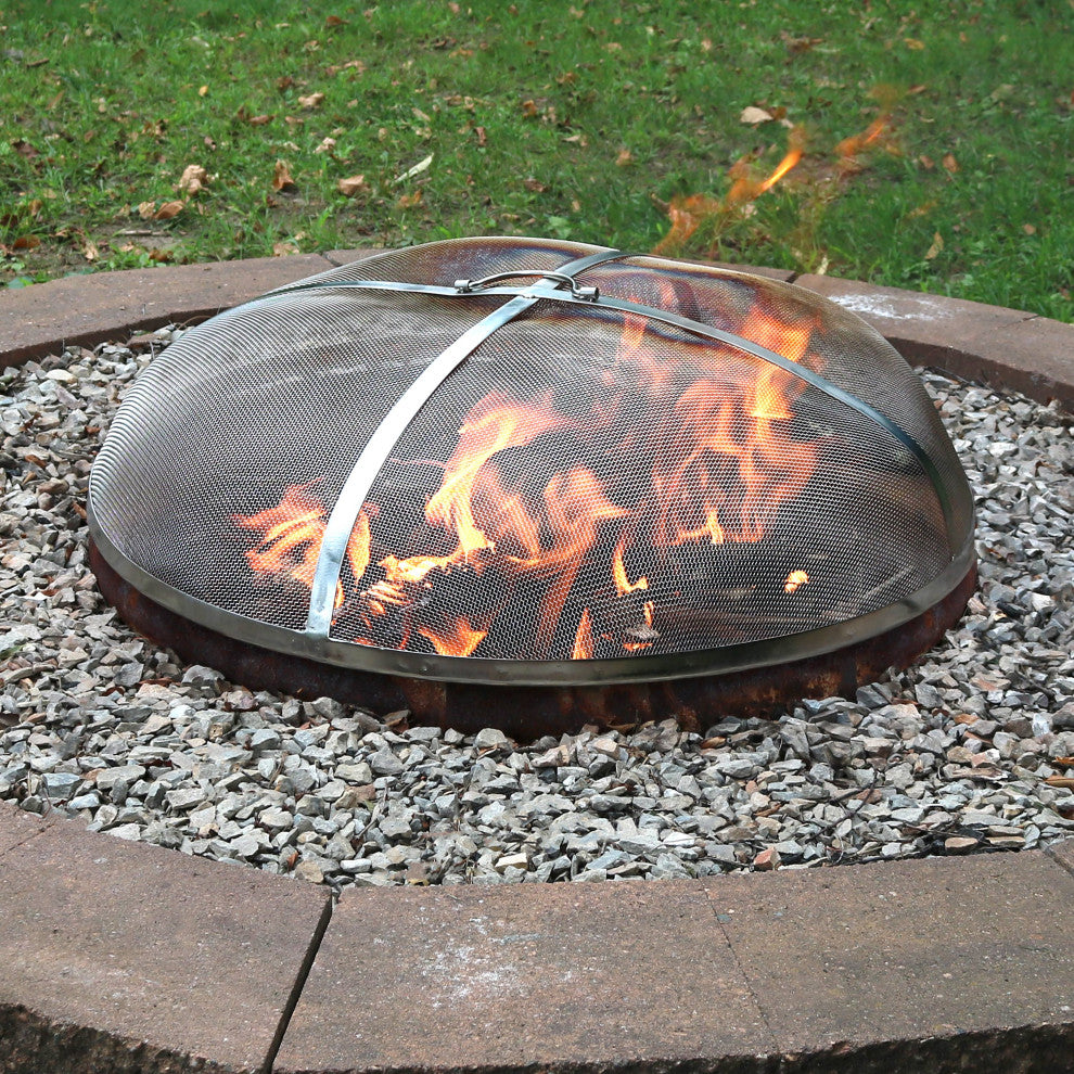 Sunnydaze 24" Durable Stainless Steel Fire Pit Spark Screen, Rust Resistant