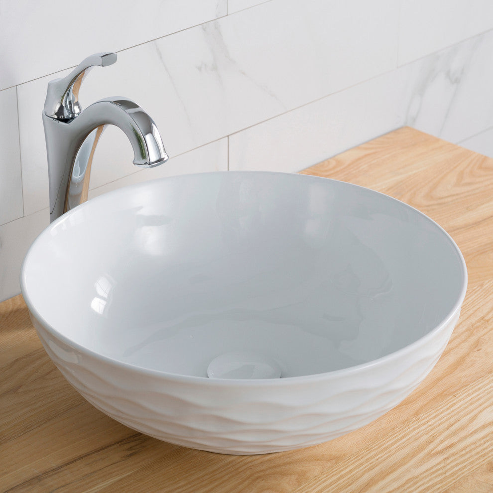 Viva Ceramic Round Vessel Bathroom Sink, White