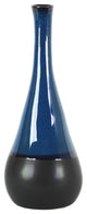 Bellied Round Vase Black Banded Rim Bottom, Blue, Large