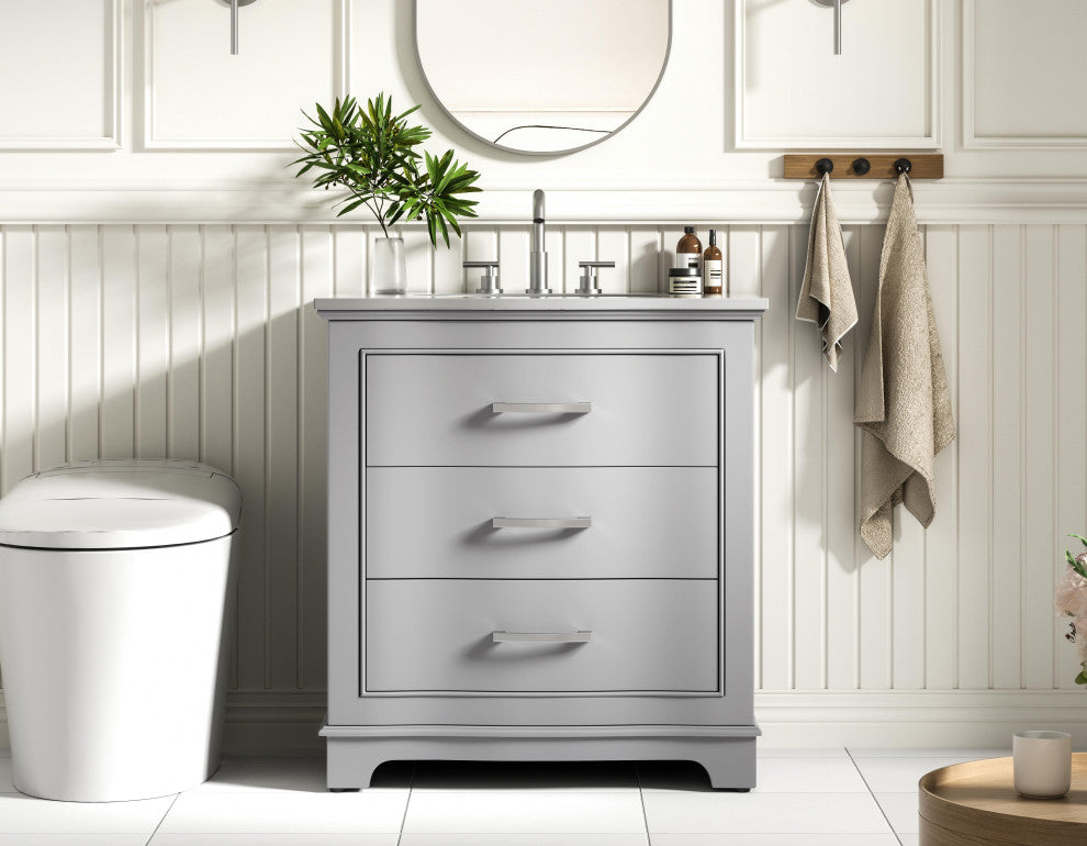 Home Living Knox 30" Single Bathroom Vanity, Grey